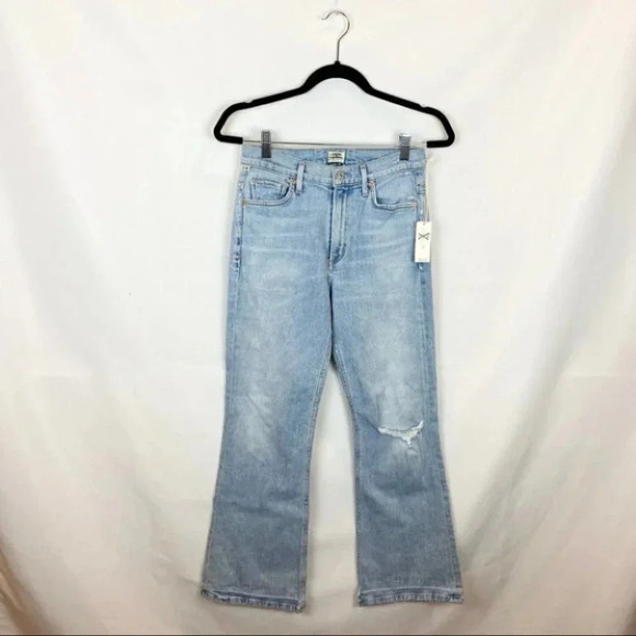 NWT Citizens of Humanity Demy Cropped High Rise Kick Flare Jeans Light Wash - Picture 8 of 15